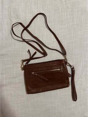 Brown Faux Leather Crossbody Bag